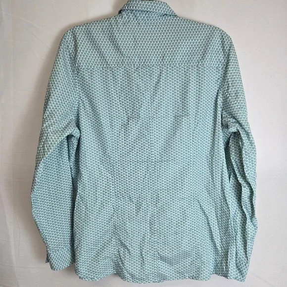 L. L. Bean Western Snap Front Long Sleeve Shirt, Coastal Cowgirl, Blue/White, L - Picture 3 of 16